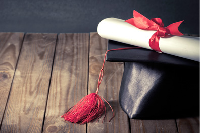 higher education cap and scroll 