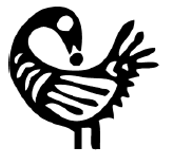 Sankofa bird logo in black and white